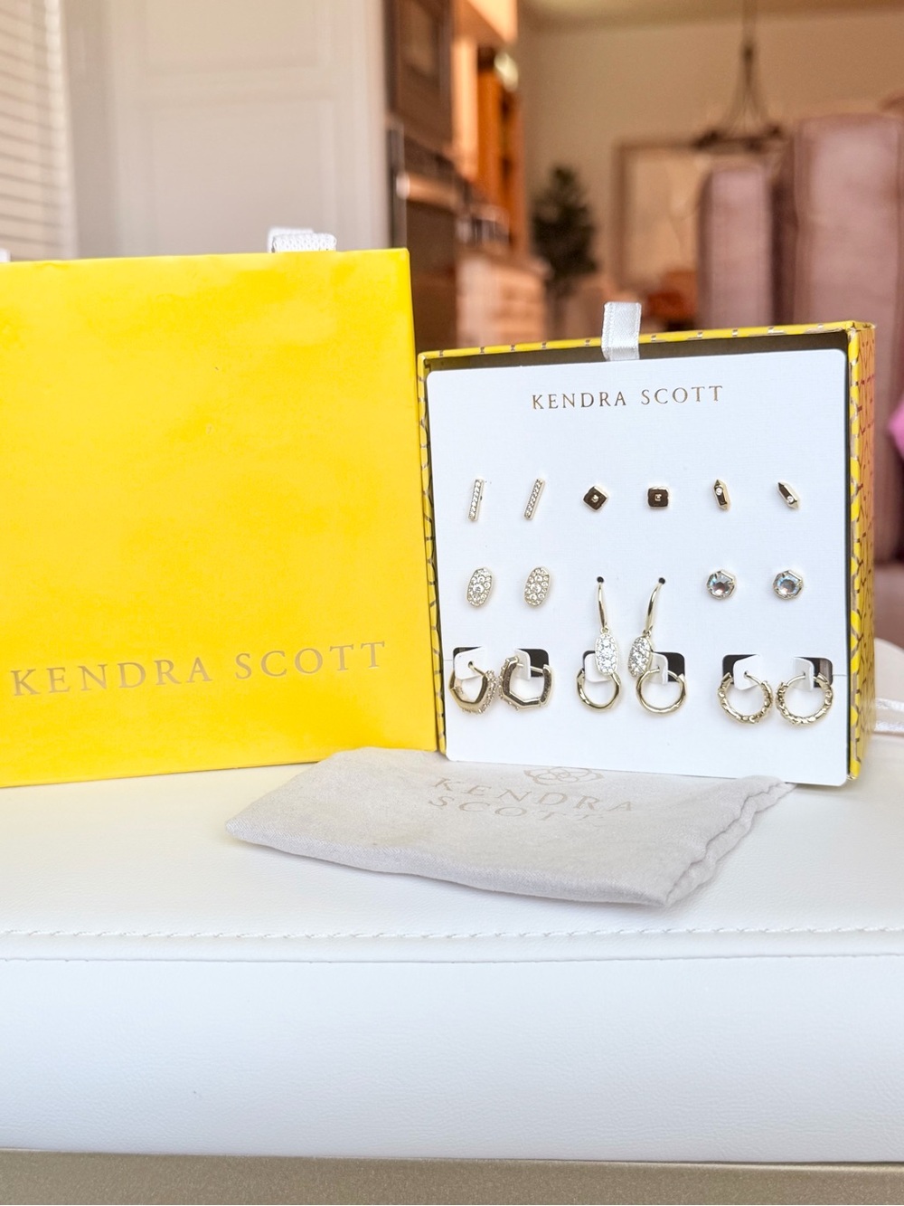 Kendra Scott Gold Earring 9 piece Set - Mixed Studs and Hoops - Picture 2 of 5